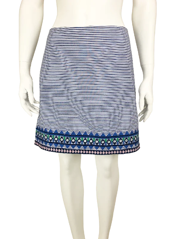 Vineyard Vines, Women's Pinstripe Embroidered Skirt, Navy/White, Size 4 silk skirt elegant