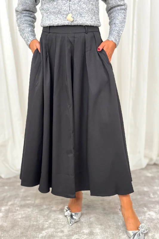 Willow Maxi Skirt In Black linen skirt breathable