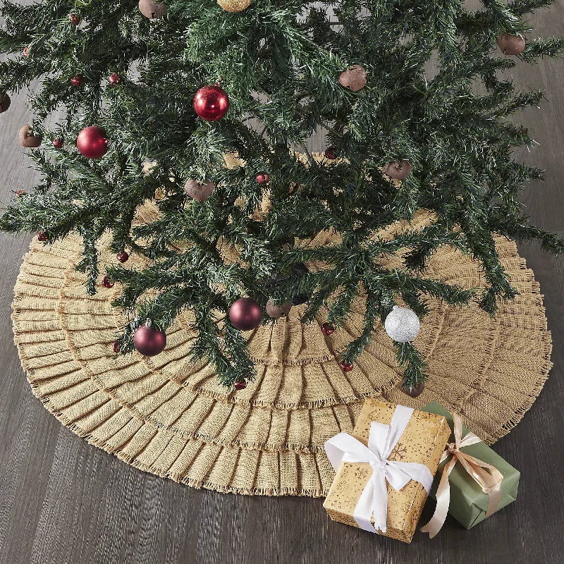 Yuletide Burlap Tan Ruffled Tree Skirt 36 high waist skirt