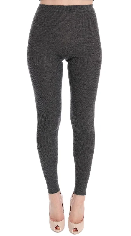 Dolce & Gabbana Chic Gray High Waist Cashmere Tights Women's Pants Comfy High-Waist Jeans