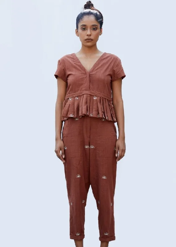 Borneo Pants- Cinnamon Brown Relaxed Fit Trousers