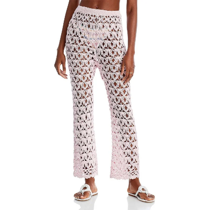 Capittana Womens April Crochet Pants Cover-Up Stylish Paperbag Waist Pants