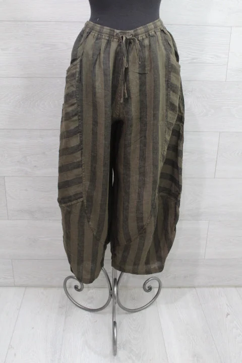 Cheyenne - Stripe Gauze Linen Pants Soft Wool Pants