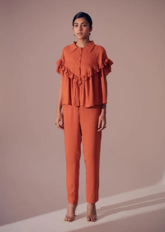 Clio Pants- Sunset Orange Trendy Work Pants