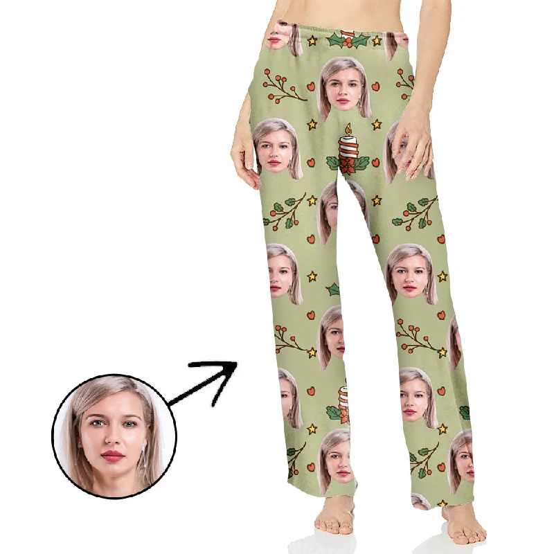 Custom Photo Pajamas Pants For Women All Over Pandants Slim Fit Casual Pants