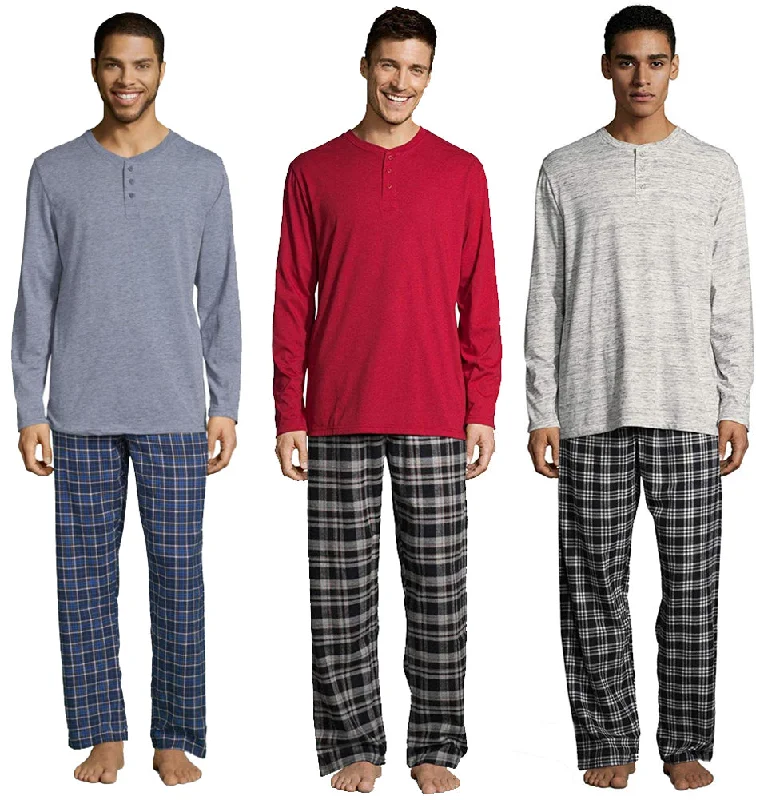 Hanes Men's Pajamas EcoSmart Flannel Plaid Pants Sleep Set Super Comfy PJs Trendy Velvet Pants