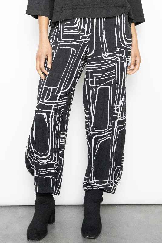 Liv By Habitat Clothes - Tencel Pleat Pocket Print Pant - FINAL SALE ITEM Fashionable Tapered Leg Pants