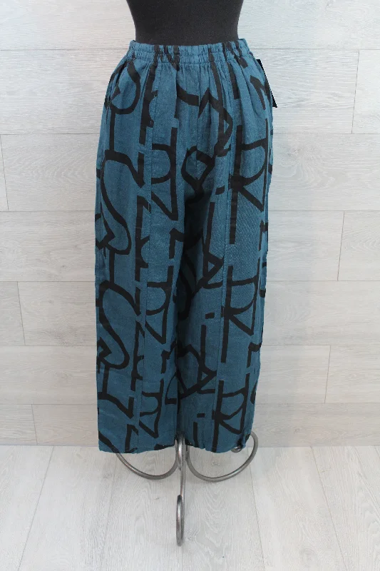 Made In Italy - Abstract Pant FINAL SALE ITEM Trendy Wide-Legged Trousers