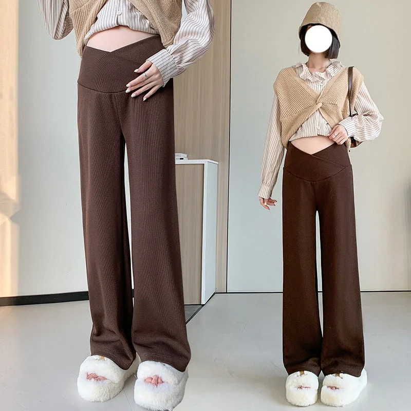 NiDELL Maternity Pants . New Autumn and Winter Outer Wear Maternity Wide Leg Pants Straight Casual Loose Trendy Mom Low Waist Pants Fashion Classic Straight-Leg Pants