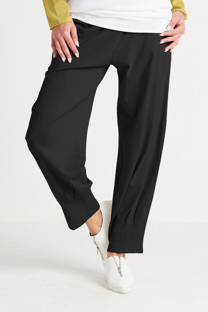 Planet Clothing - PIMA COTTON PINCHED PLEAT PANTS Chic Faux Leather Pants