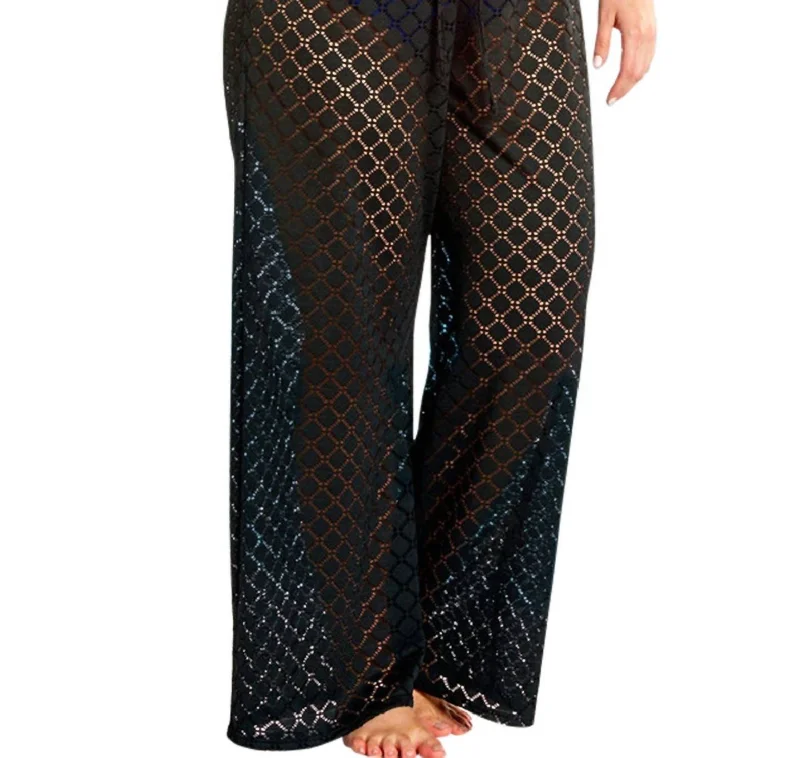 Plus Size Lattice Beach Cover Up Pants In Afm Black Fashionable Tapered Leg Pants