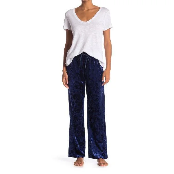 TAHARI Crushed Velvet Wide Leg Pajama Pants-Blue Stylish Harem Pants