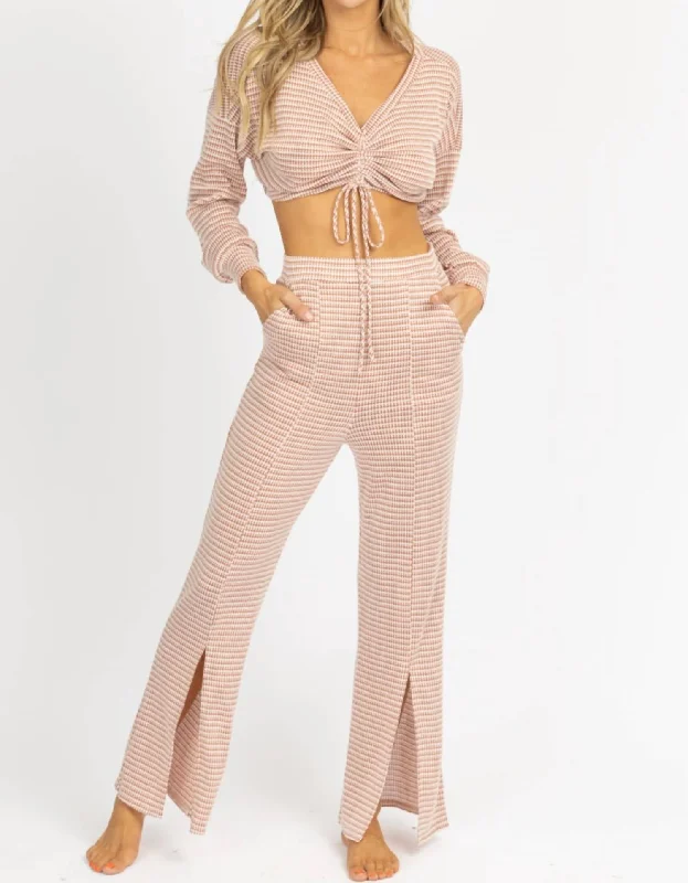 Tie Crop + Front Slit Pant Set In Terracotta Modern Skinny Pants