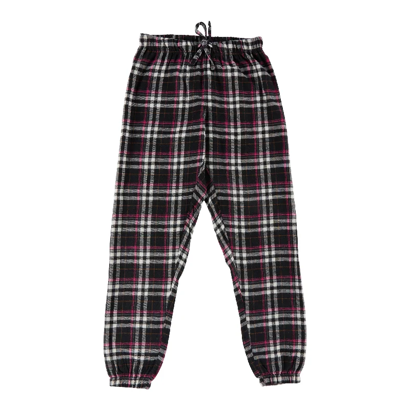 Women's Cotton Flannel Pants with Plaid Print Cozy Full-Length Pants